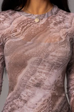 JLUXLABEL Brown Multi Solana Mesh Maxi Dress