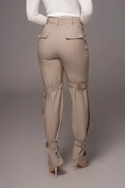 JLUXLABEL Brown Refined Belted Leg Pants