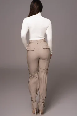 JLUXLABEL Brown Refined Belted Leg Pants