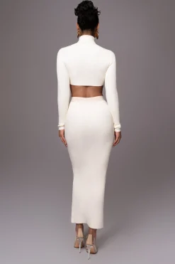 JLUXLABEL Buttercream Anise Ribbed Skirt Set