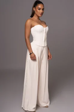 JLUXLABEL Buttercream Clara Wide Leg Pleated Trousers