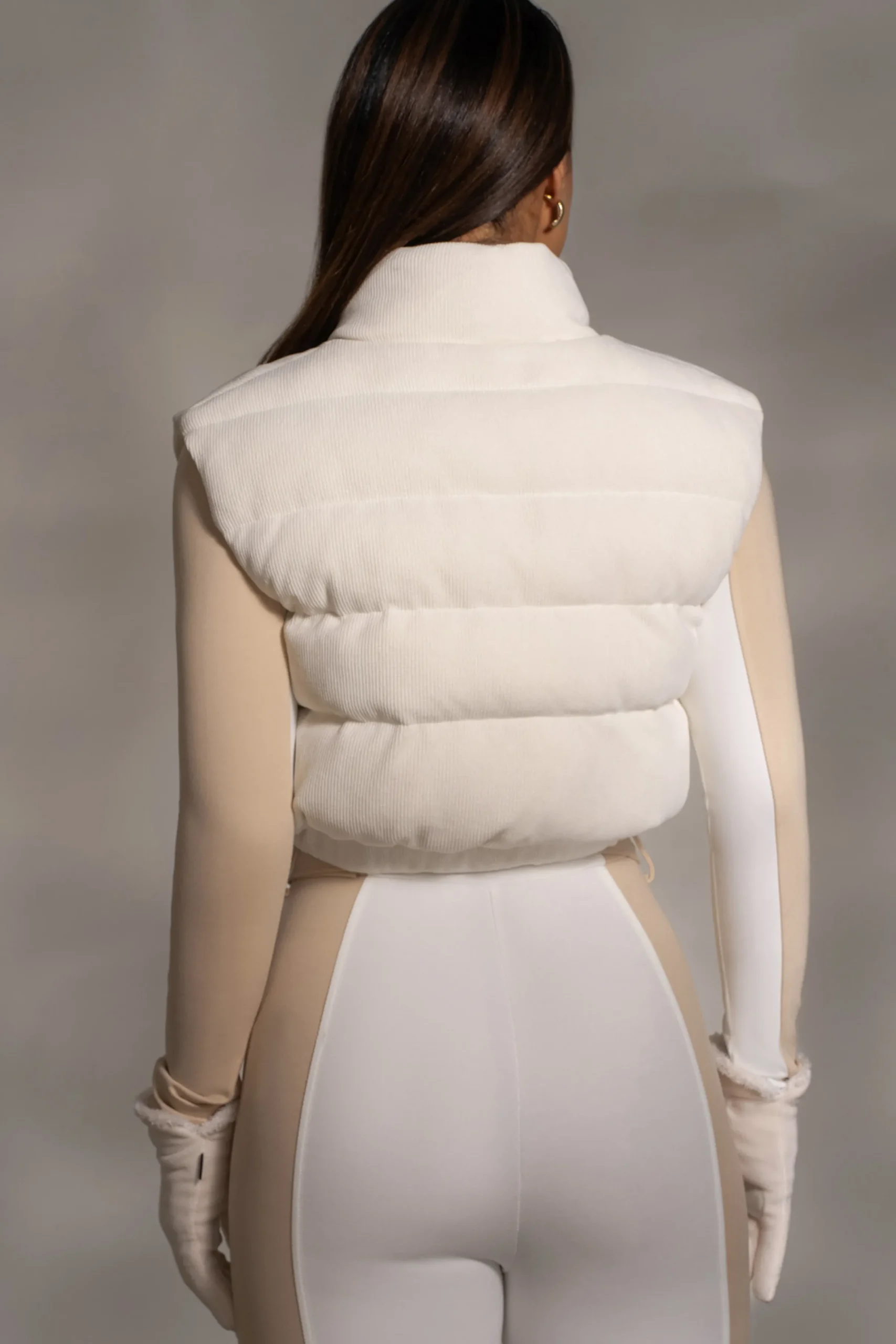 JLUXLABEL Buttercream Delma Ribbed Puffer Vest