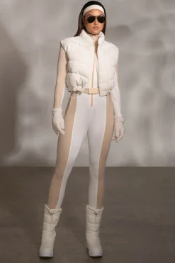 JLUXLABEL Buttercream Delma Ribbed Puffer Vest