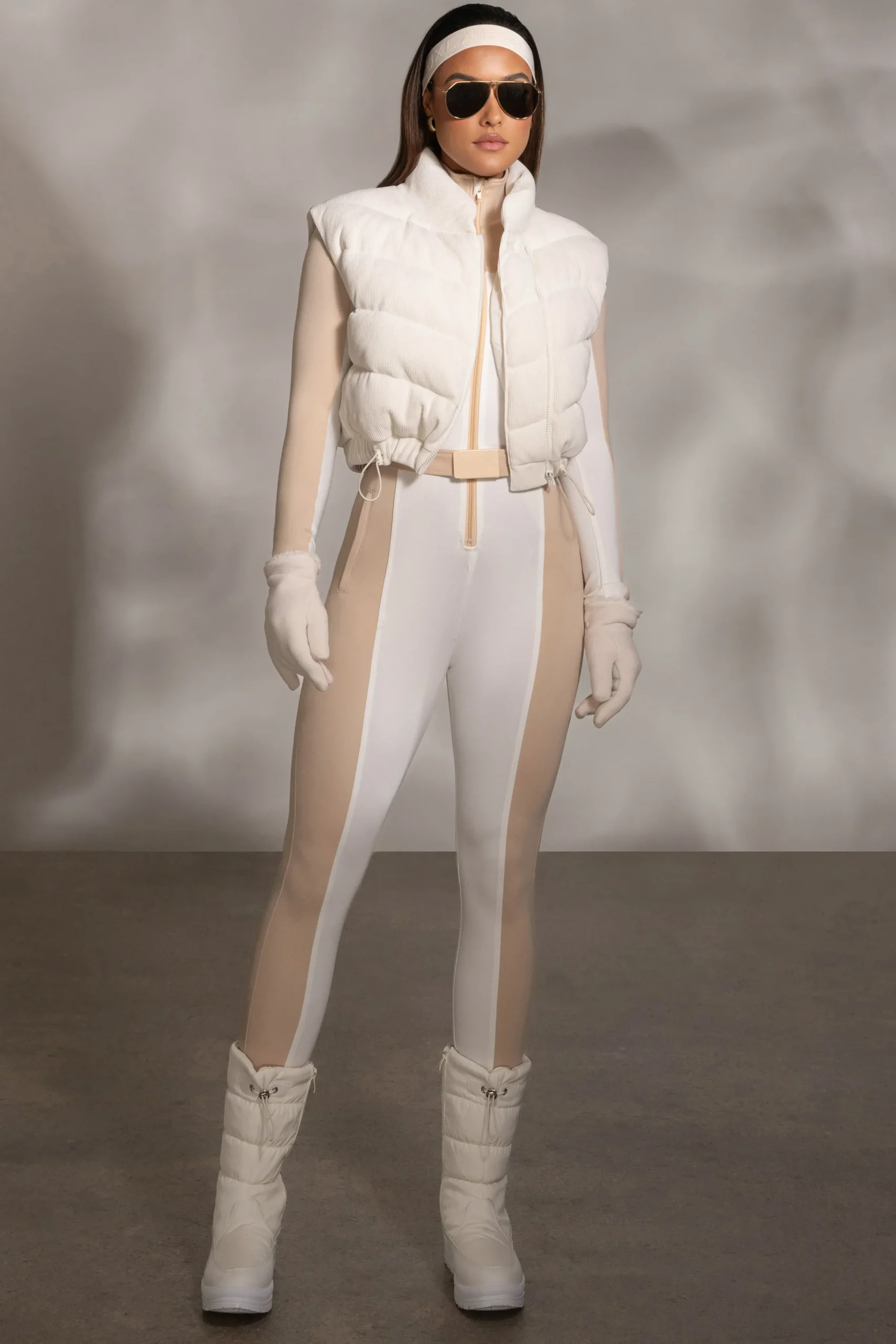 JLUXLABEL Buttercream Delma Ribbed Puffer Vest