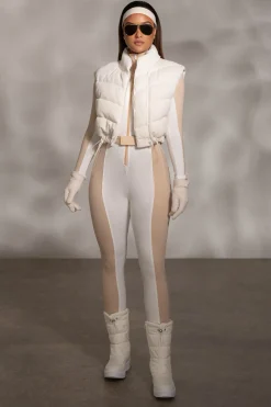 JLUXLABEL Buttercream Delma Ribbed Puffer Vest