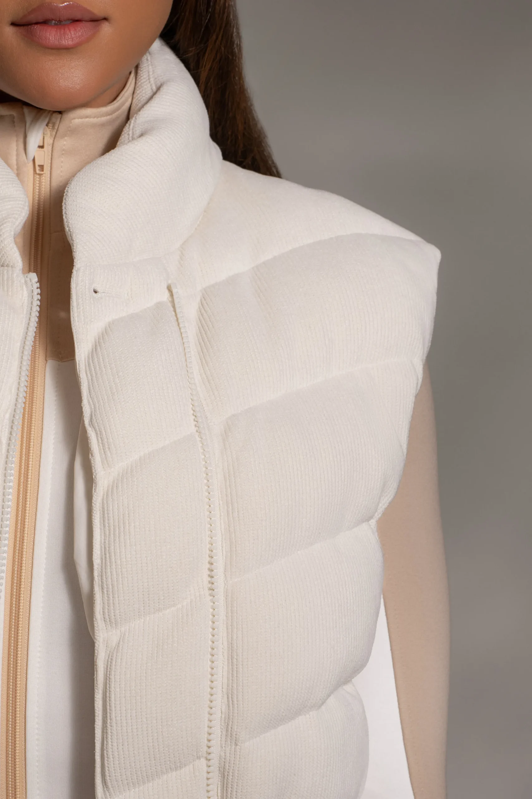 JLUXLABEL Buttercream Delma Ribbed Puffer Vest