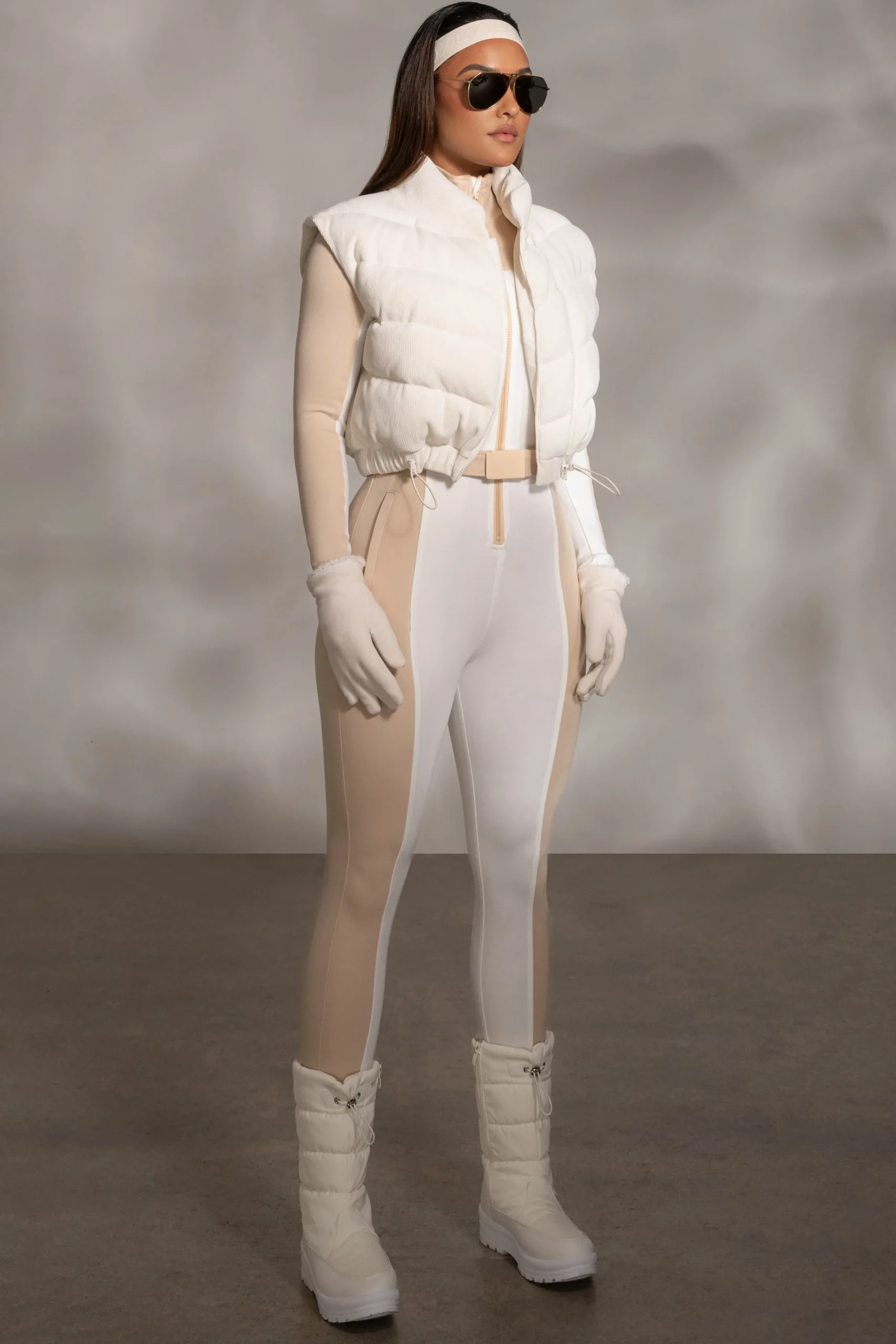 JLUXLABEL Buttercream Delma Ribbed Puffer Vest