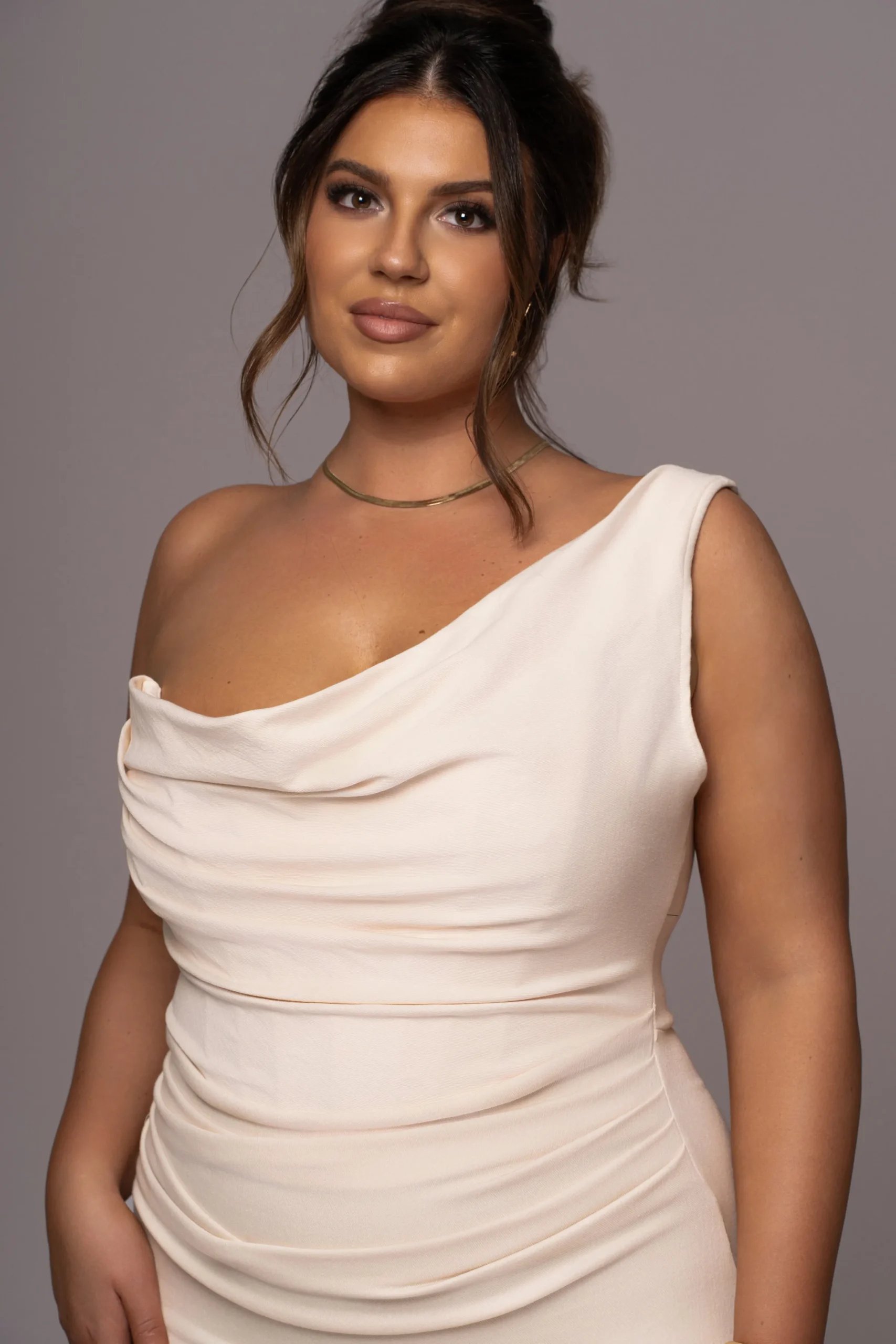 JLUXLABEL Buttercream Denim Krishna One Shoulder Maxi Dress