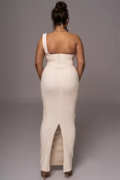 JLUXLABEL Buttercream Denim Krishna One Shoulder Maxi Dress