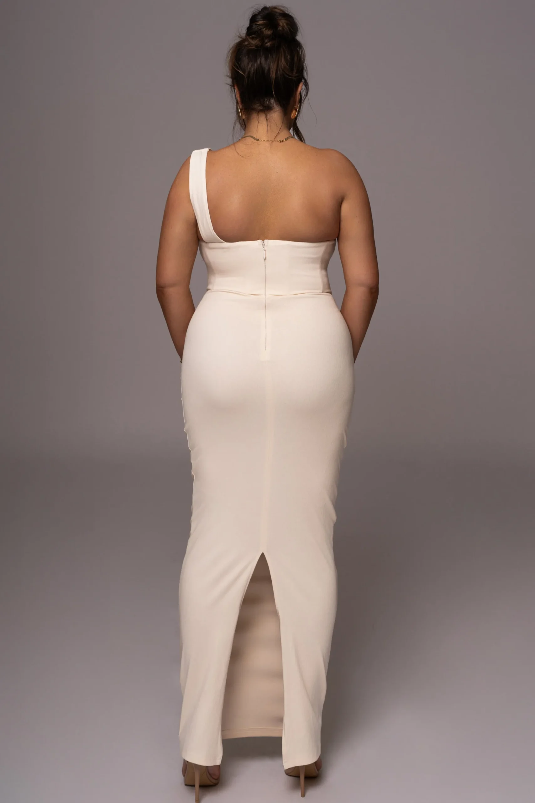 JLUXLABEL Buttercream Denim Krishna One Shoulder Maxi Dress