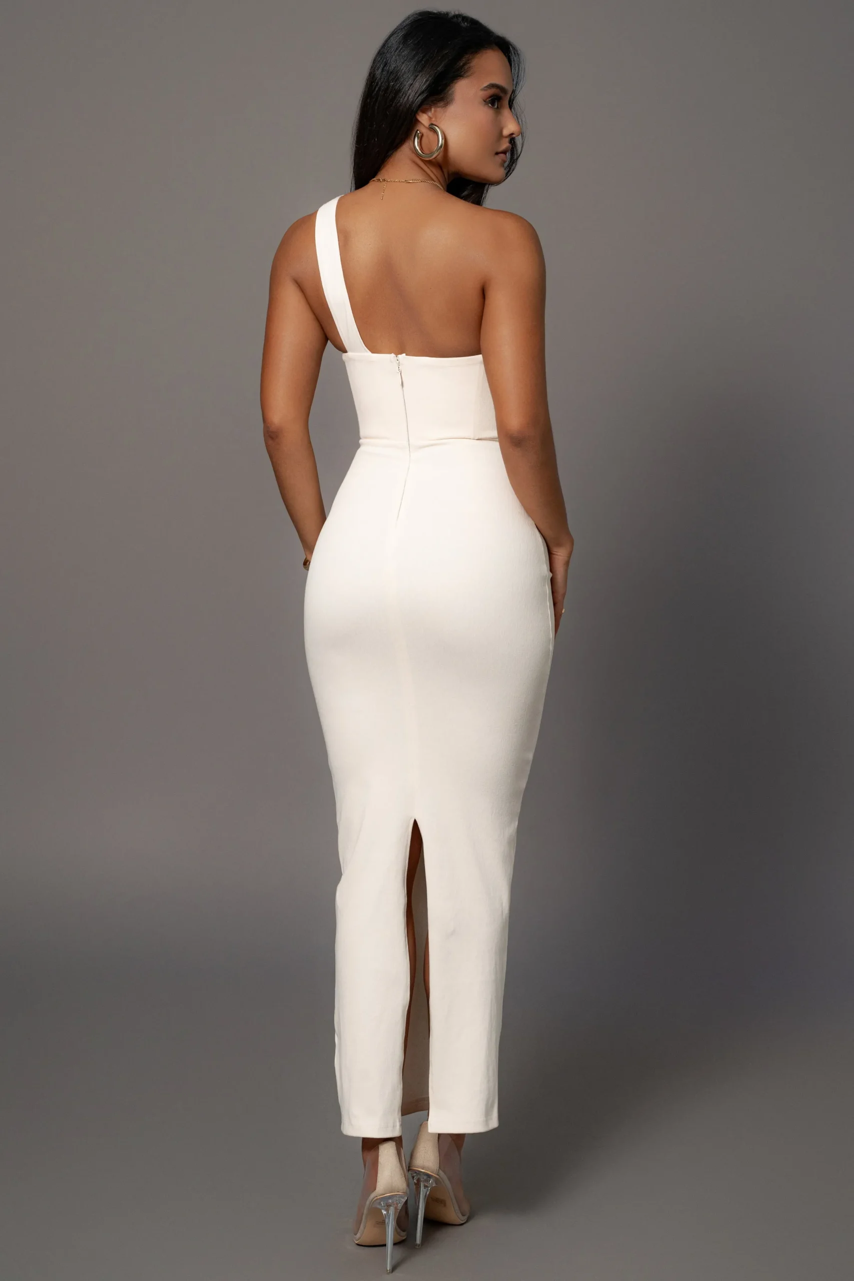 JLUXLABEL Buttercream Denim Krishna One Shoulder Maxi Dress