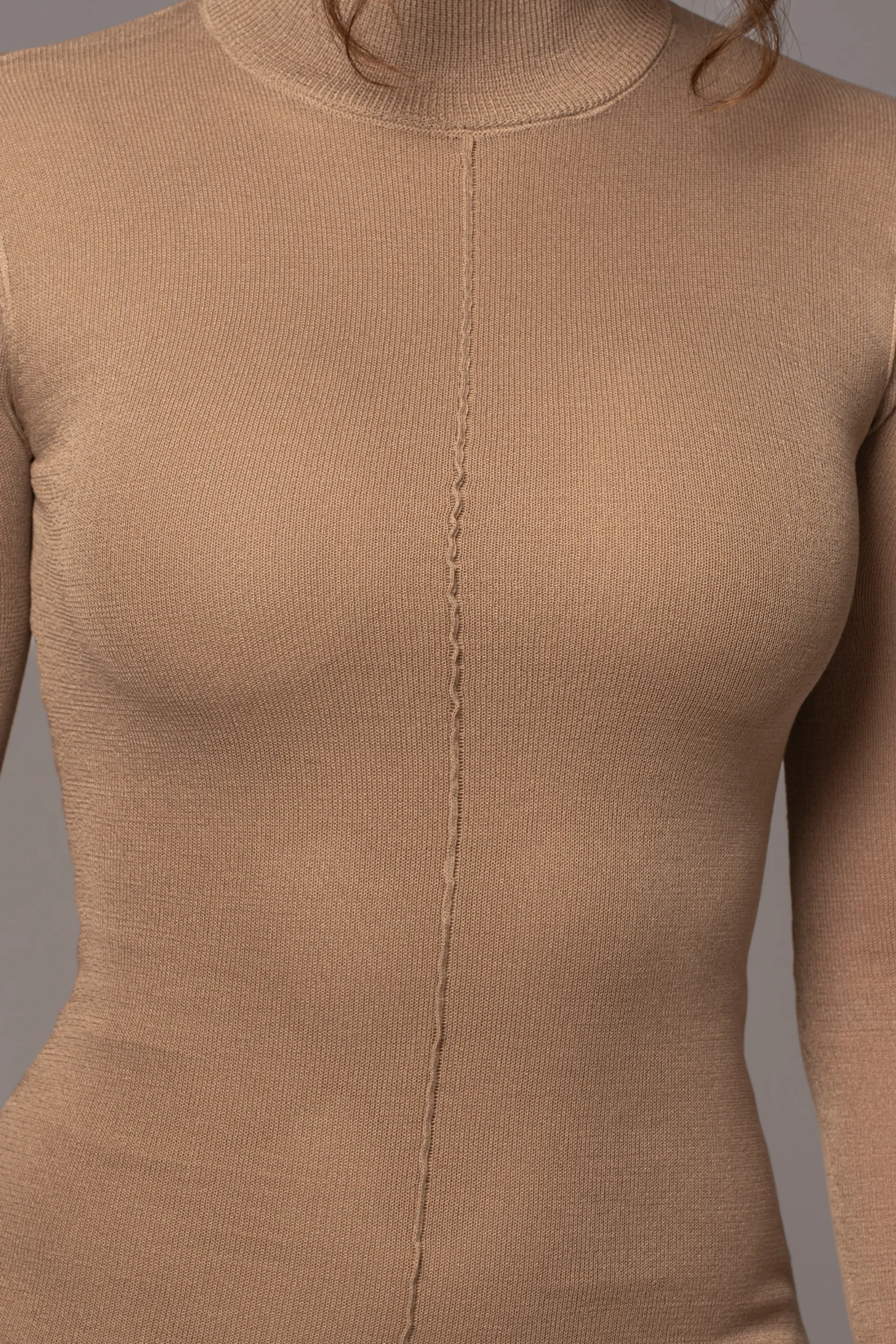 JLUXLABEL Camel Fame Mock Neck Maxi Dress