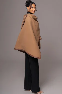 JLUXLABEL Camel Felt And Faux Leather Shawl