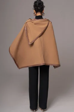 JLUXLABEL Camel Felt And Faux Leather Shawl