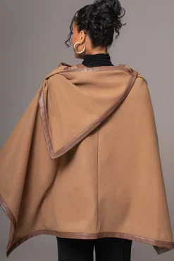 JLUXLABEL Camel Felt And Faux Leather Shawl