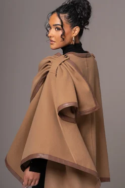 JLUXLABEL Camel Felt And Faux Leather Shawl