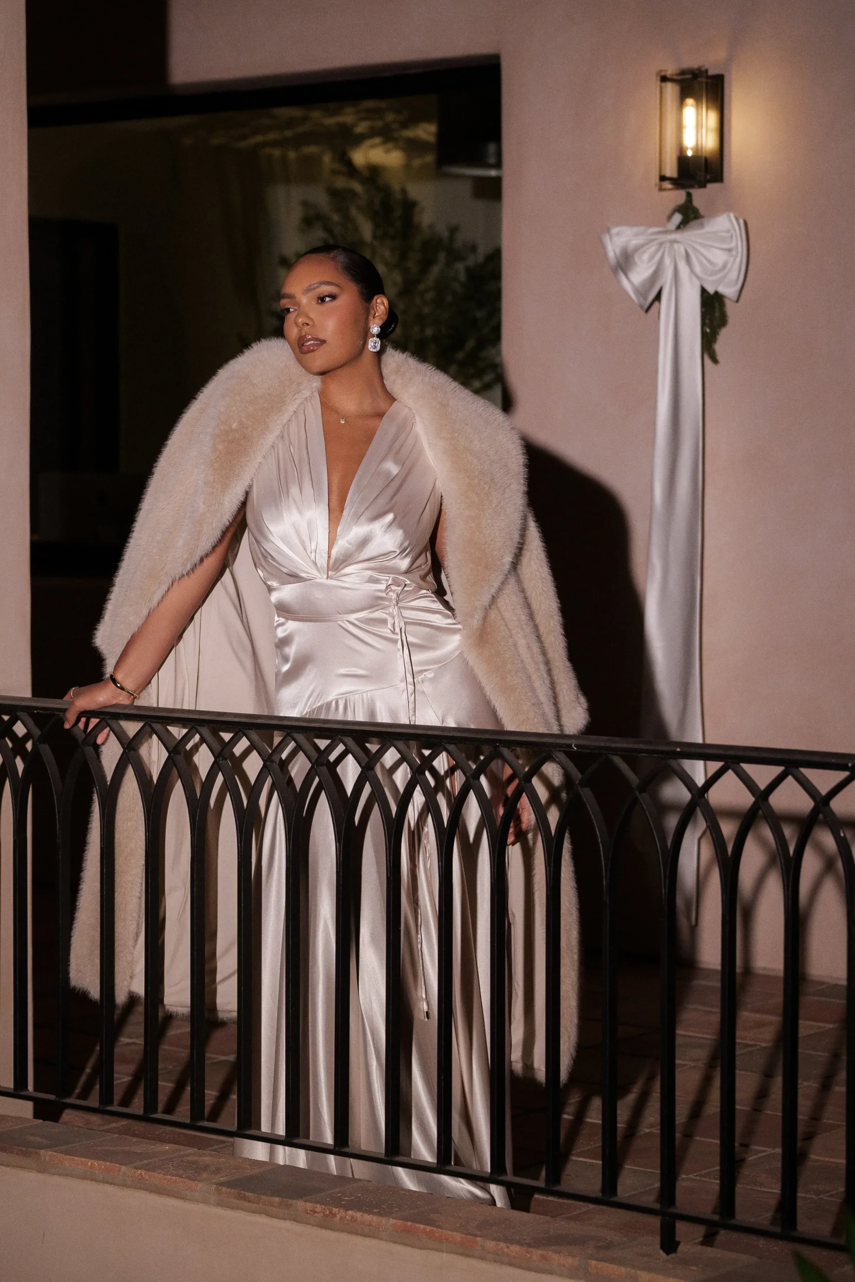 JLUXLABEL Champagne Amalia Satin Maxi Dress