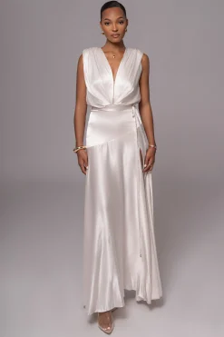 JLUXLABEL Champagne Amalia Satin Maxi Dress