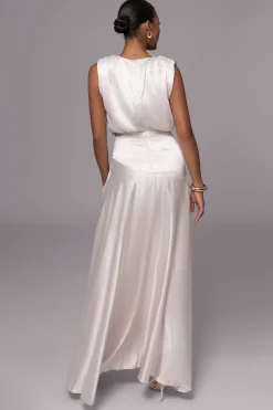 JLUXLABEL Champagne Amalia Satin Maxi Dress