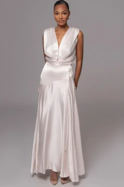 JLUXLABEL Champagne Amalia Satin Maxi Dress