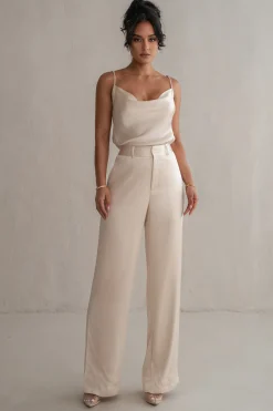 JLUXLABEL Champagne Amour Satin Top