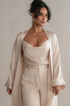 JLUXLABEL Champagne Amour Satin Top