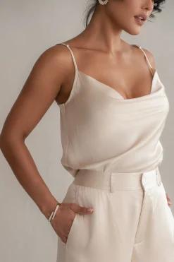 JLUXLABEL Champagne Amour Satin Top