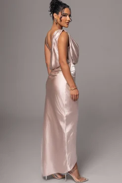 JLUXLABEL Champagne Anastacia Drape Maxi Dress