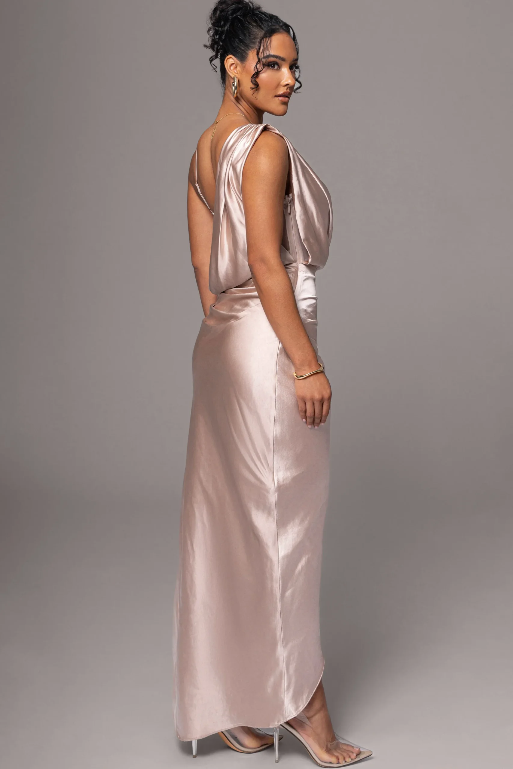 JLUXLABEL Champagne Anastacia Drape Maxi Dress