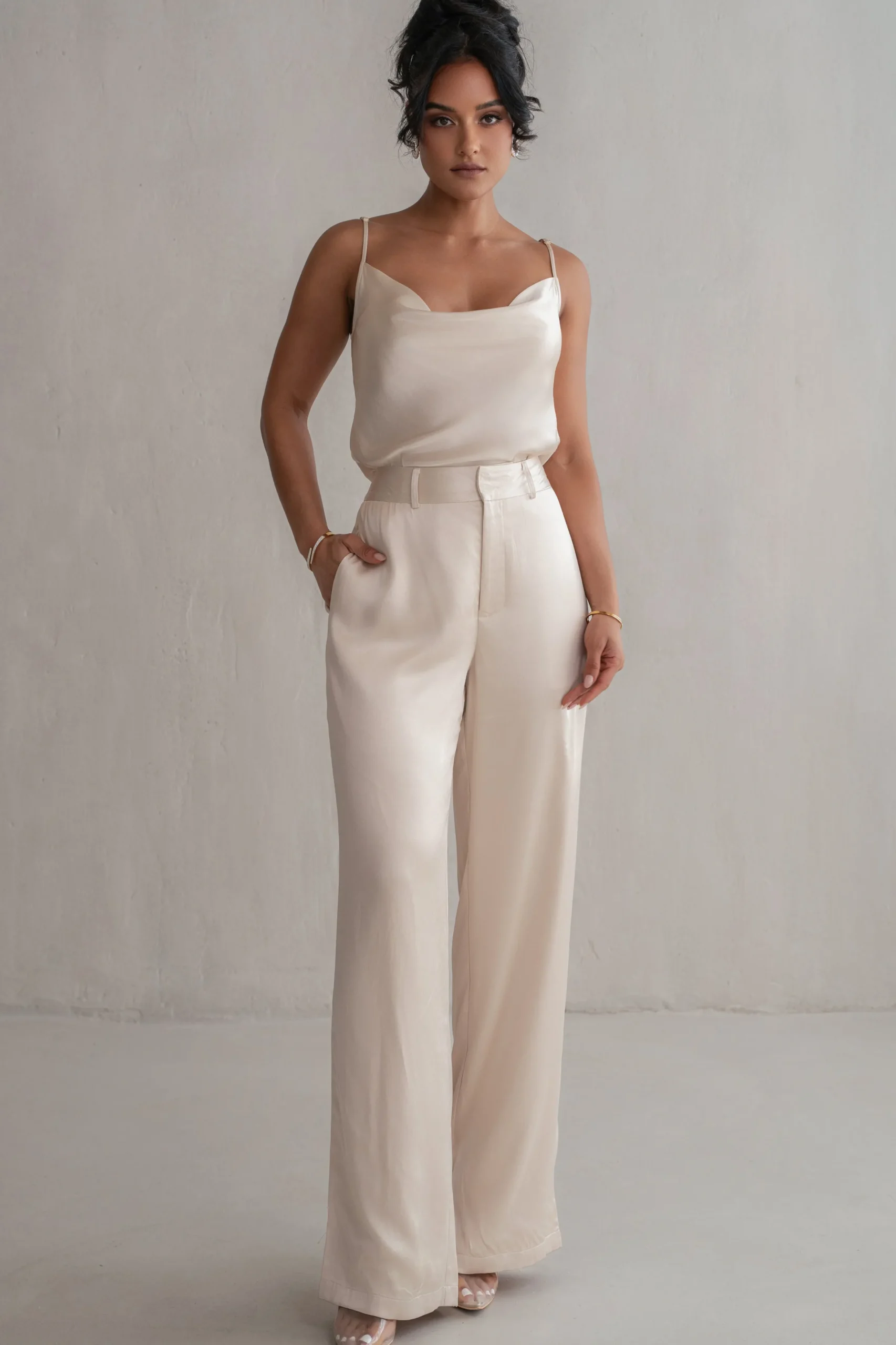 JLUXLABEL Champagne Ever After Satin Trousers