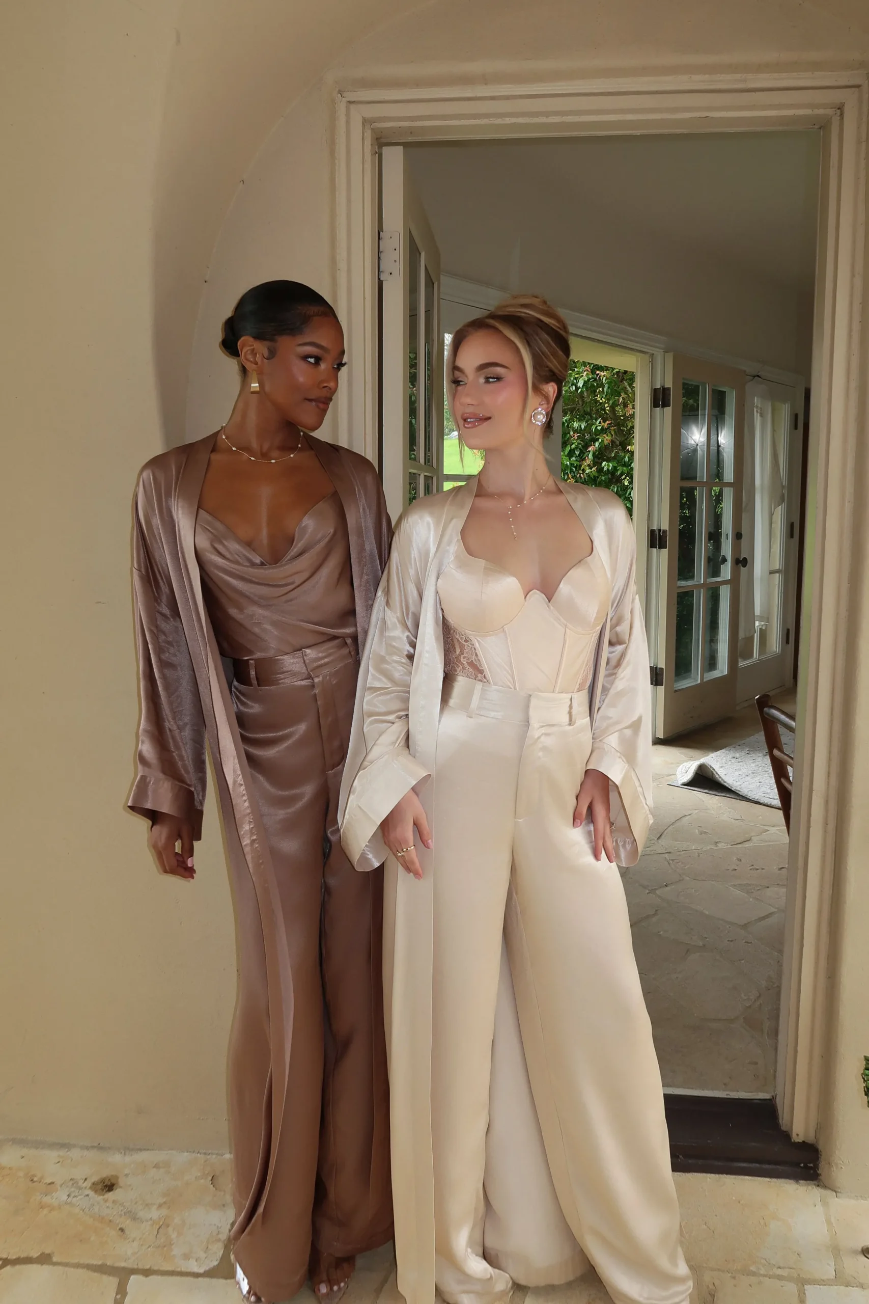 JLUXLABEL Champagne Ever After Satin Trousers