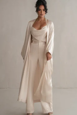 JLUXLABEL Champagne Forever And Always Satin Robe