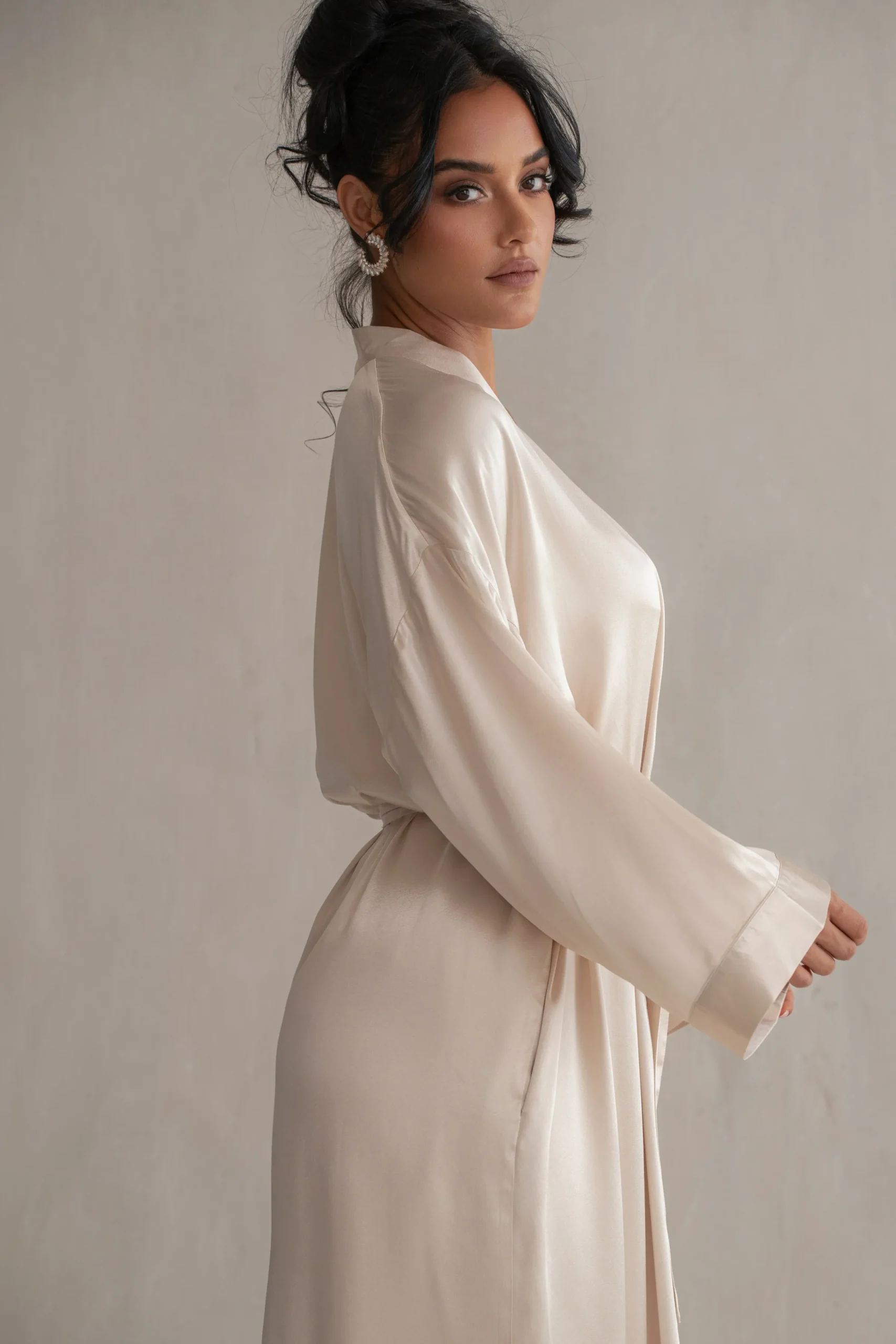 JLUXLABEL Champagne Forever And Always Satin Robe