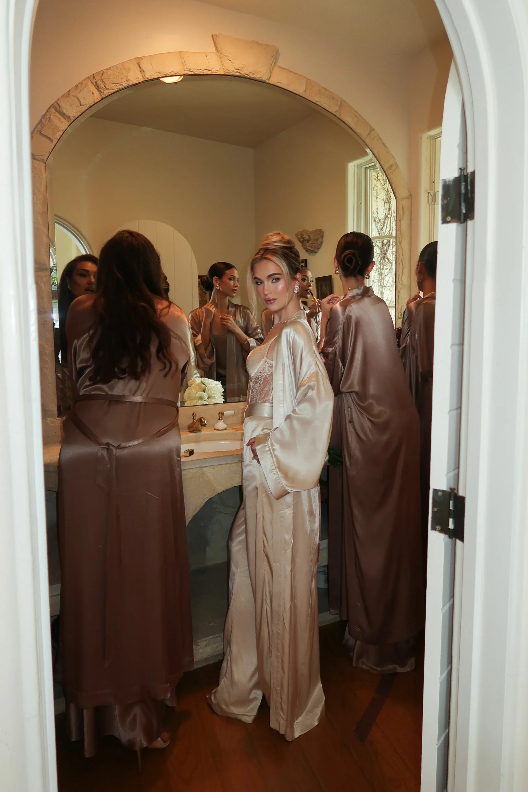 JLUXLABEL Champagne Forever And Always Satin Robe