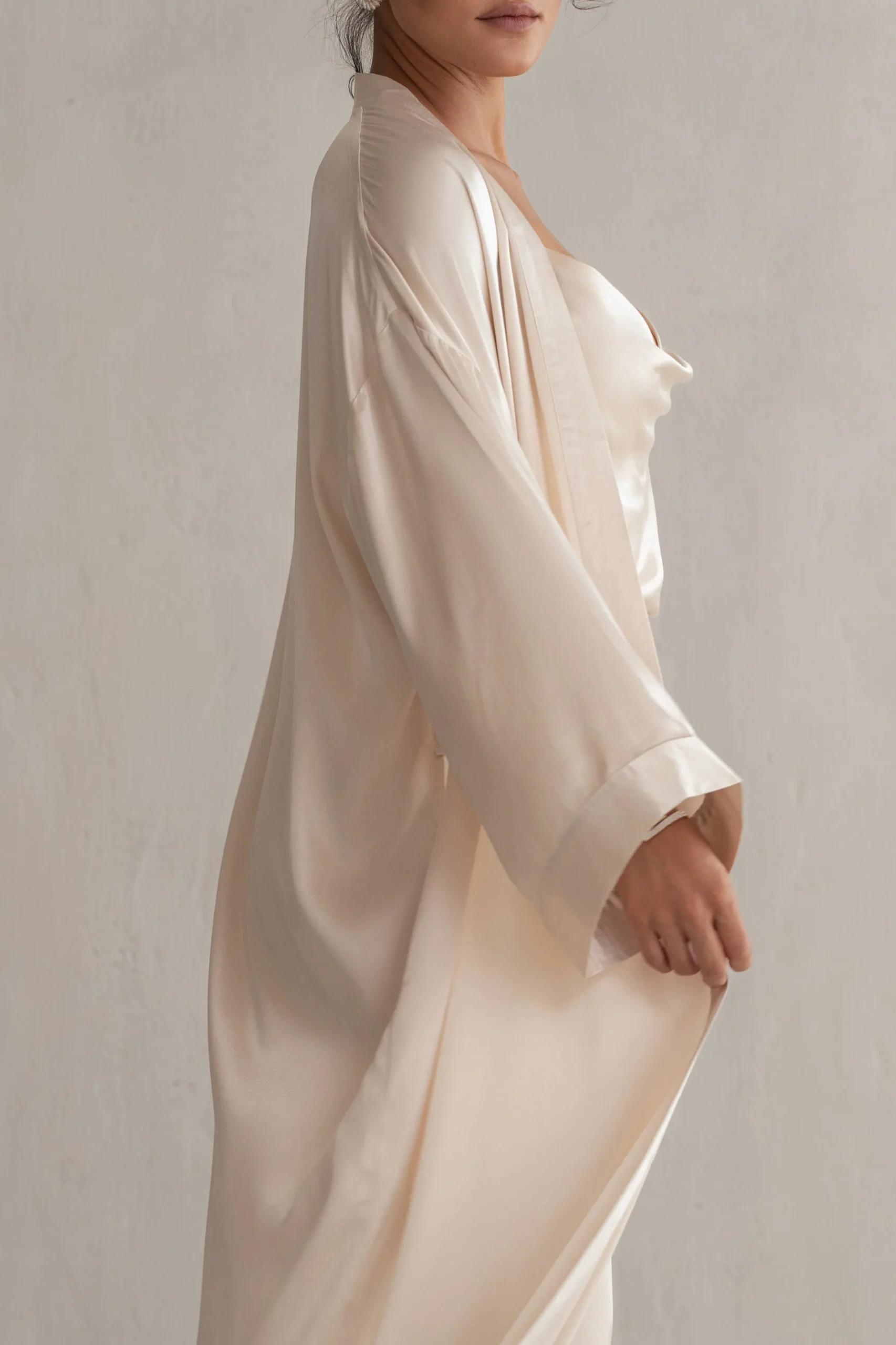 JLUXLABEL Champagne Forever And Always Satin Robe