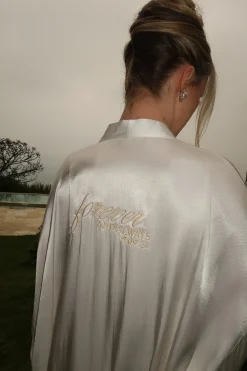 JLUXLABEL Champagne Forever And Always Satin Robe