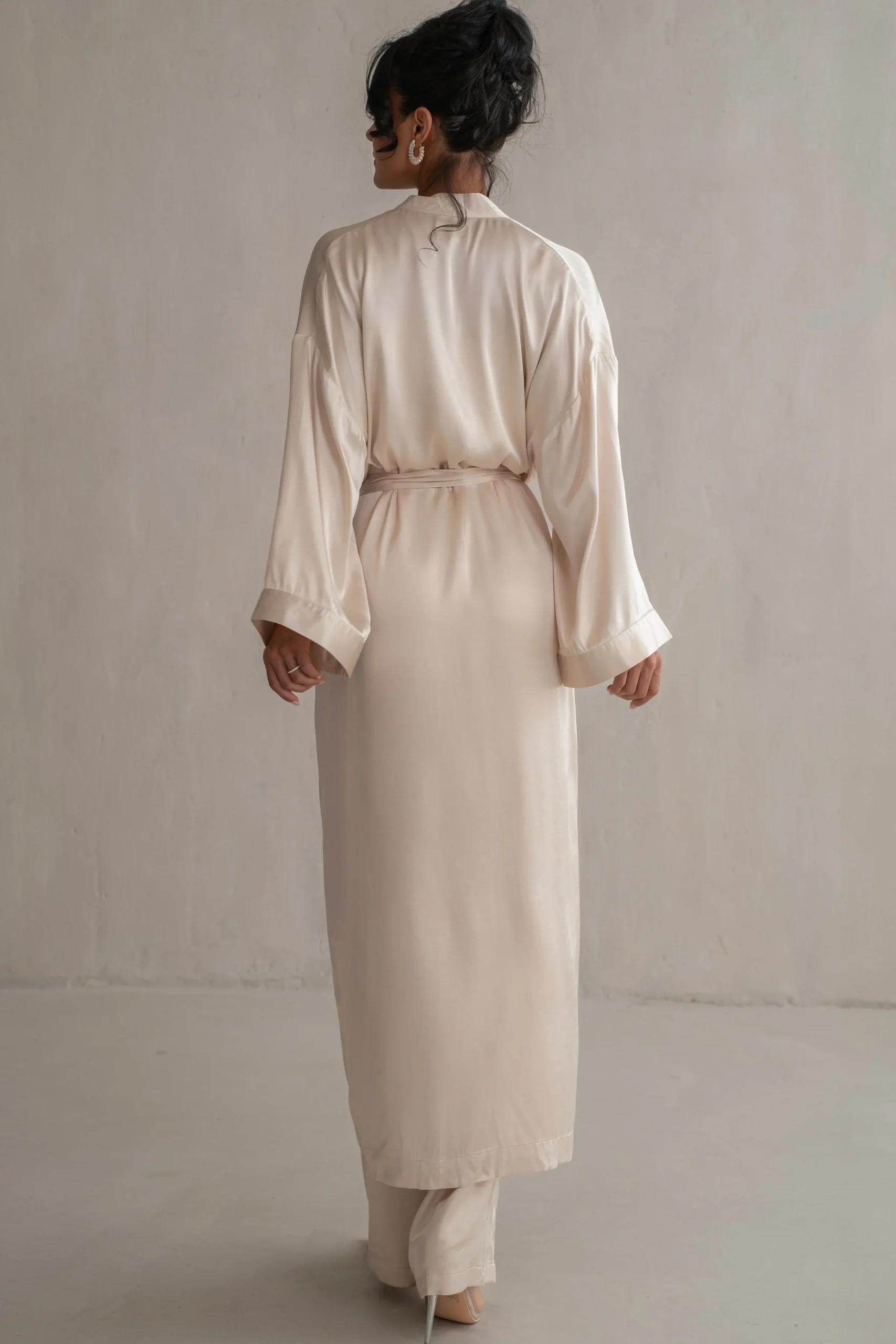 JLUXLABEL Champagne Forever And Always Satin Robe