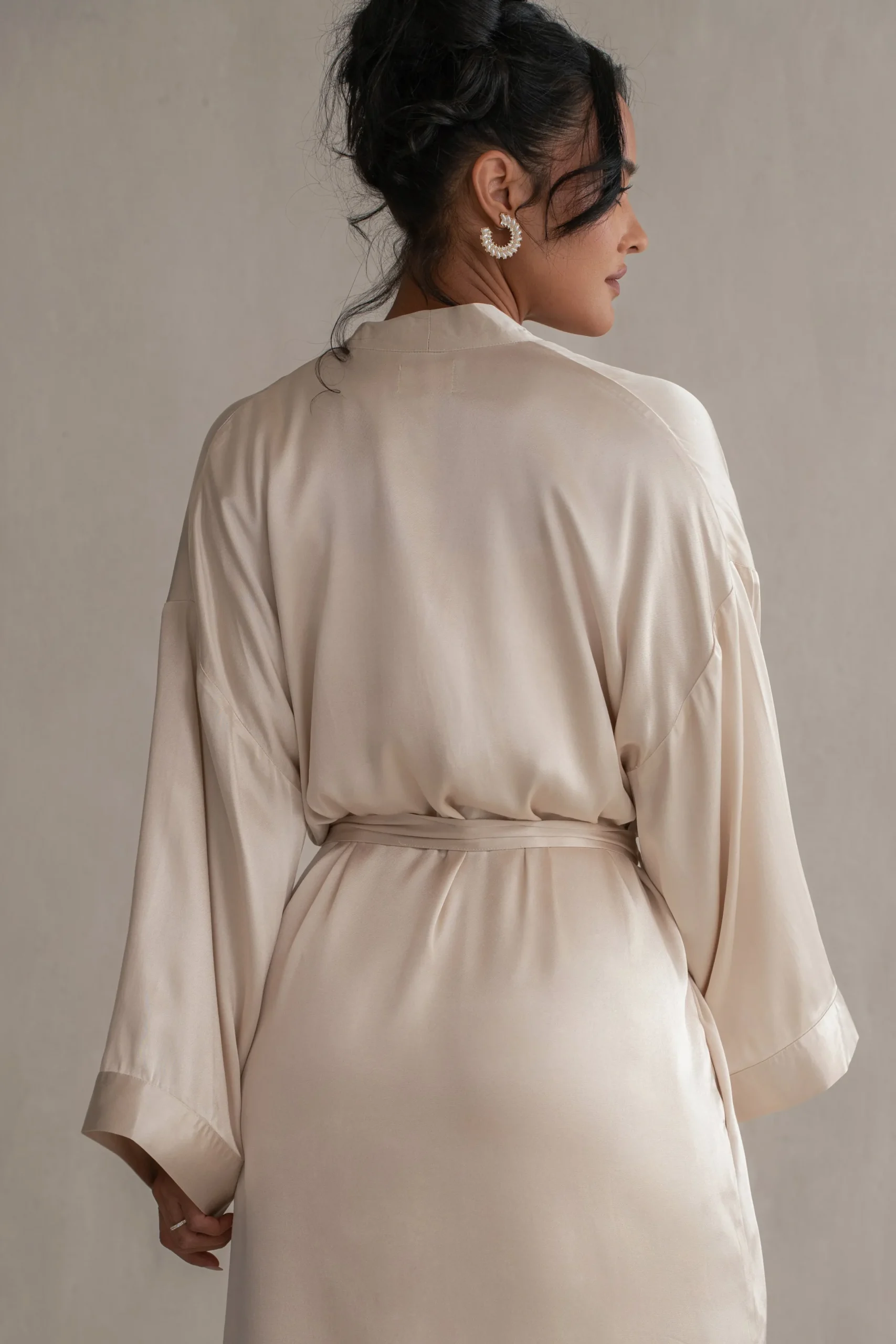JLUXLABEL Champagne Forever And Always Satin Robe
