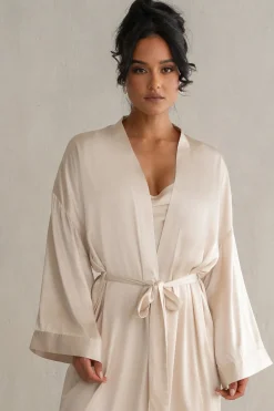 JLUXLABEL Champagne Forever And Always Satin Robe