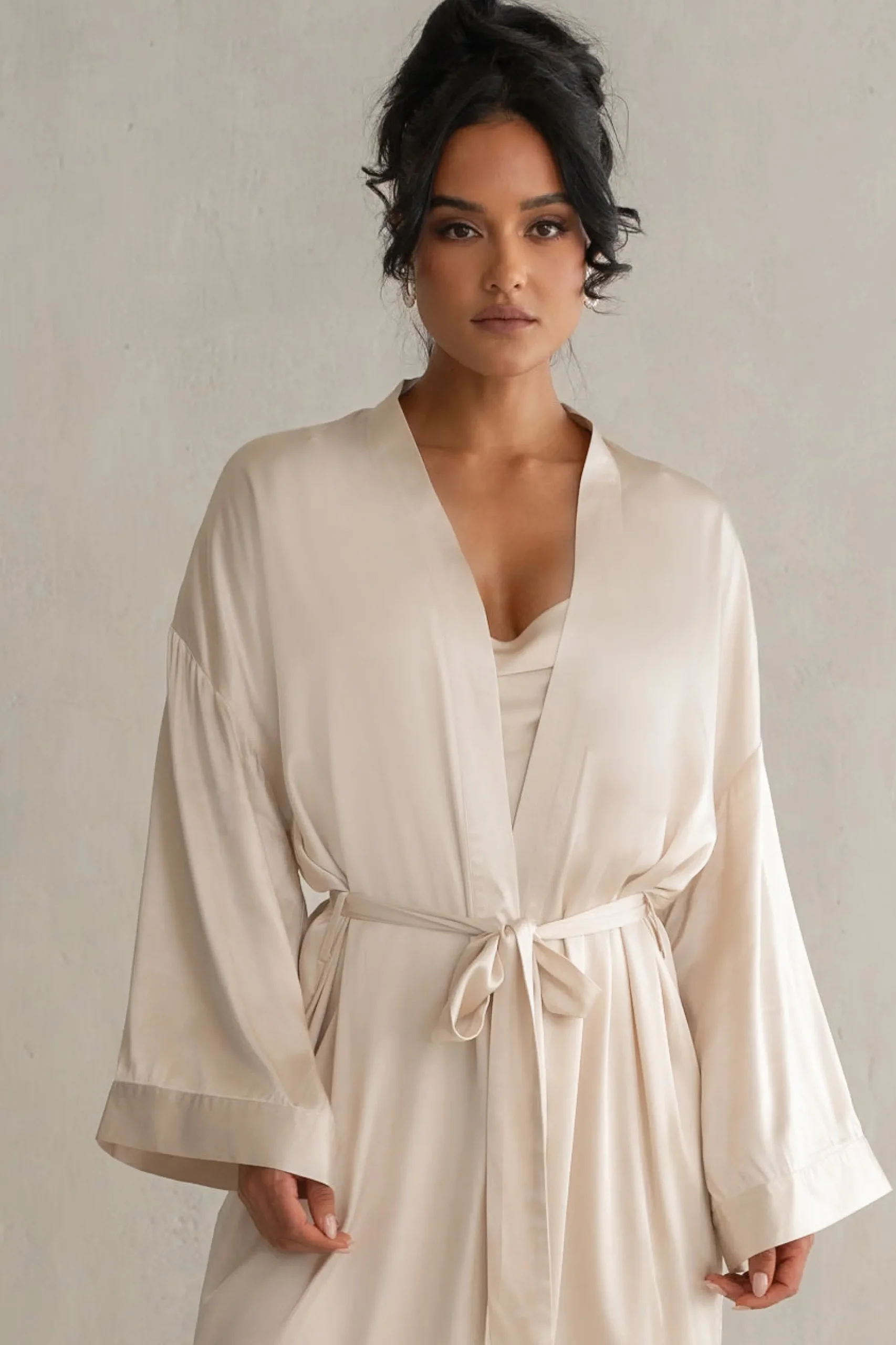 JLUXLABEL Champagne Forever And Always Satin Robe