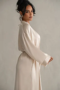 JLUXLABEL Champagne Forever And Always Satin Robe
