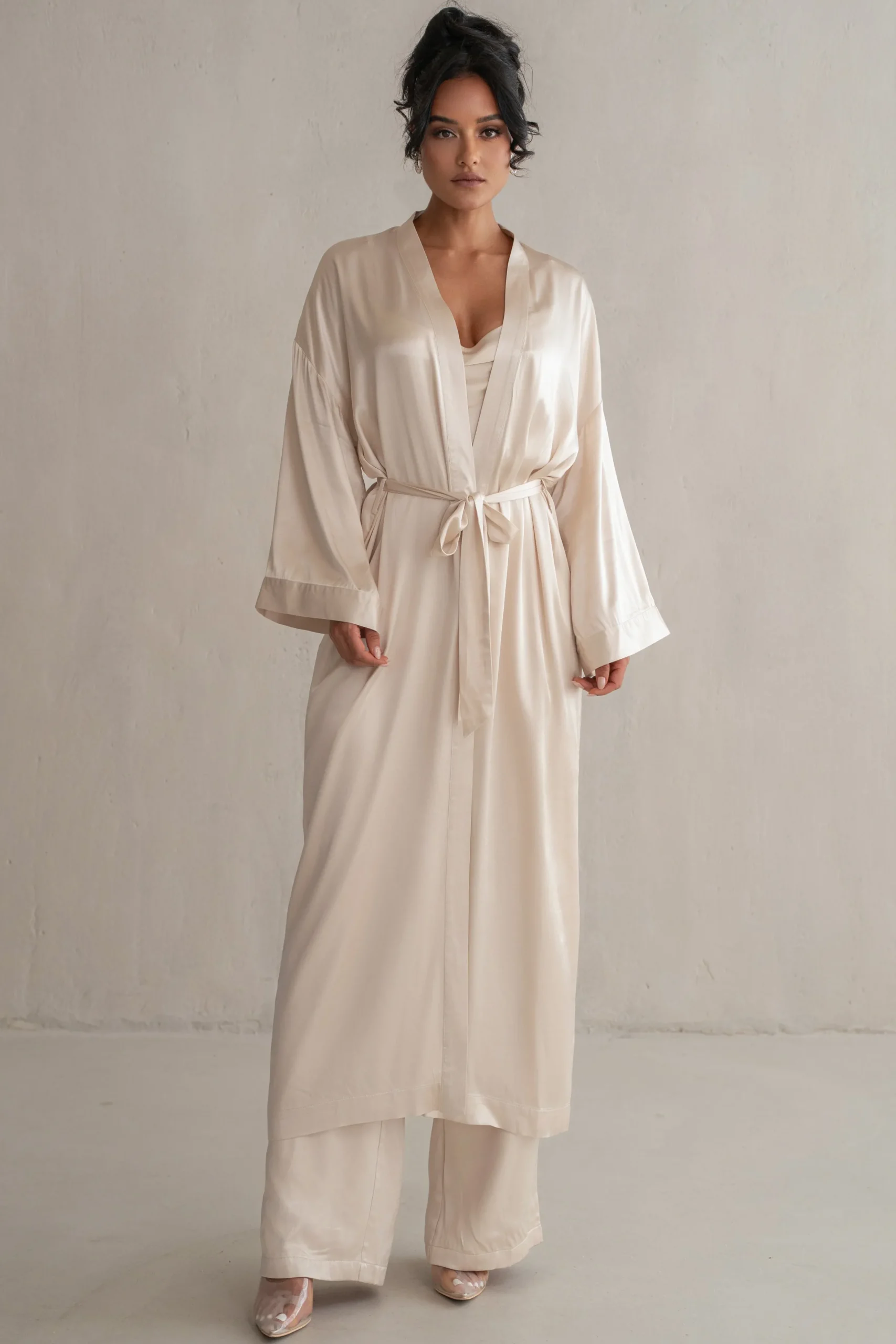 JLUXLABEL Champagne Forever And Always Satin Robe