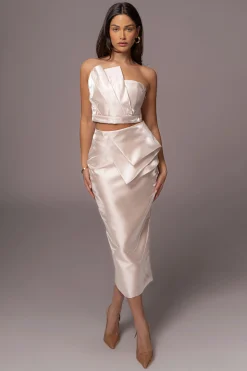 JLUXLABEL Champagne Gala Pleated Top