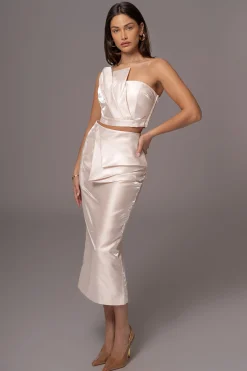 JLUXLABEL Champagne Gala Pleated Top