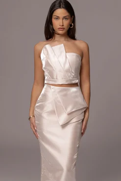 JLUXLABEL Champagne Gala Pleated Top