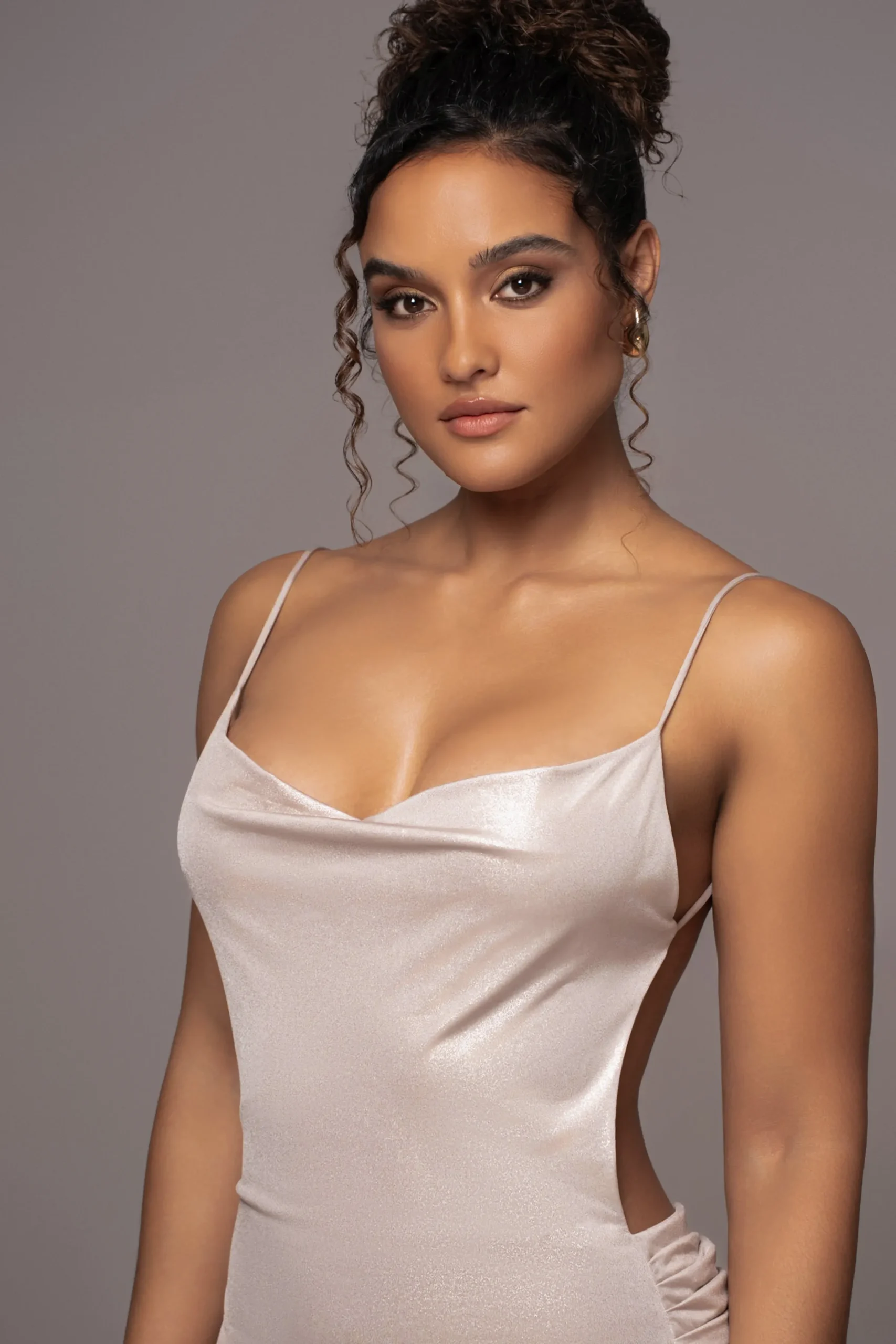JLUXLABEL Champagne Heart of Gold Maxi Dress