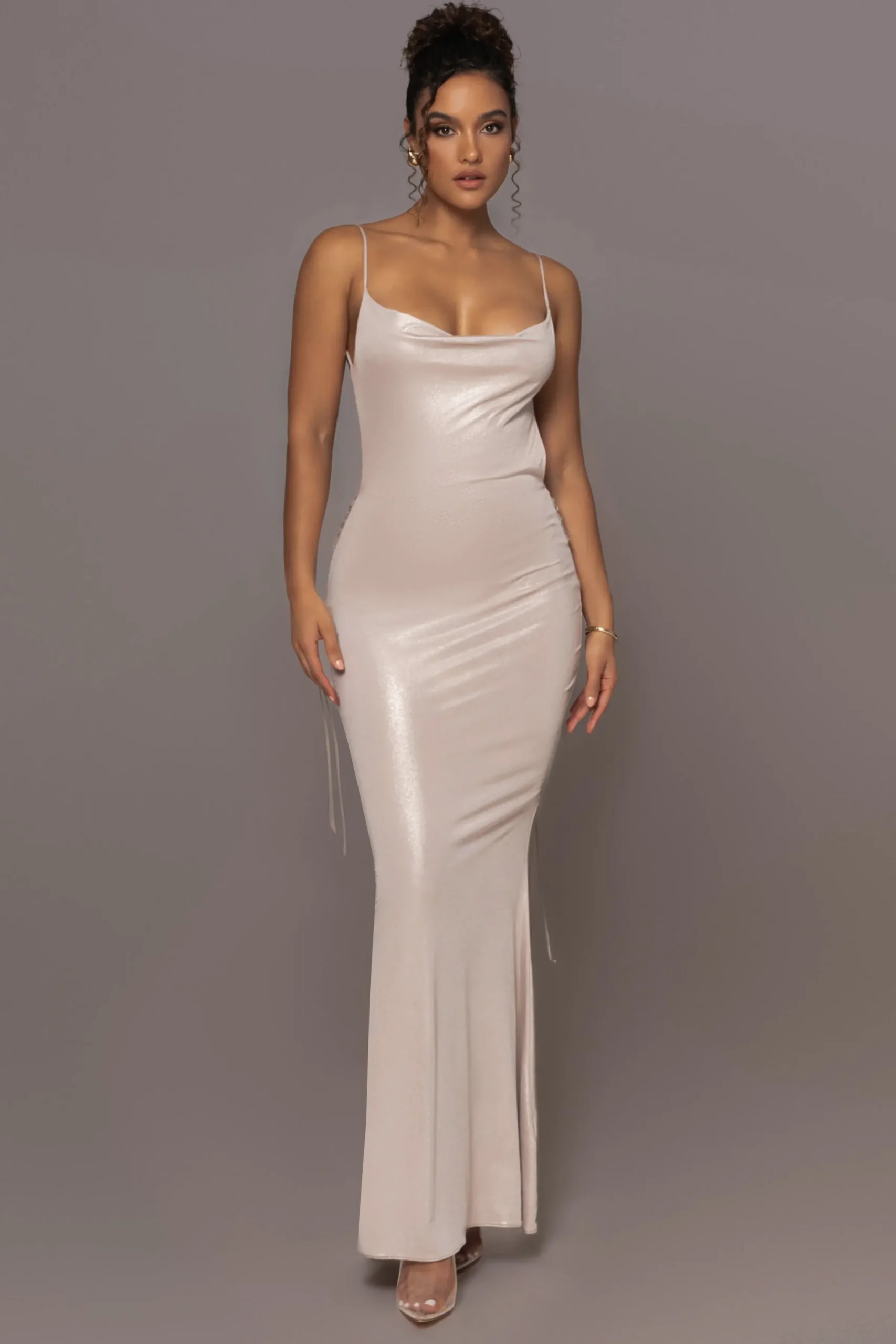 JLUXLABEL Champagne Heart of Gold Maxi Dress