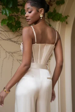 JLUXLABEL Champagne Incomparable Lace Bodysuit