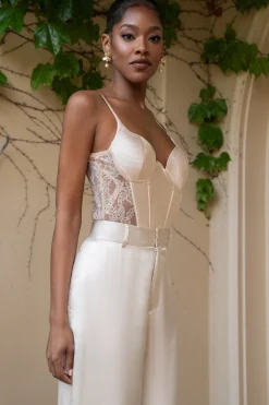 JLUXLABEL Champagne Incomparable Lace Bodysuit