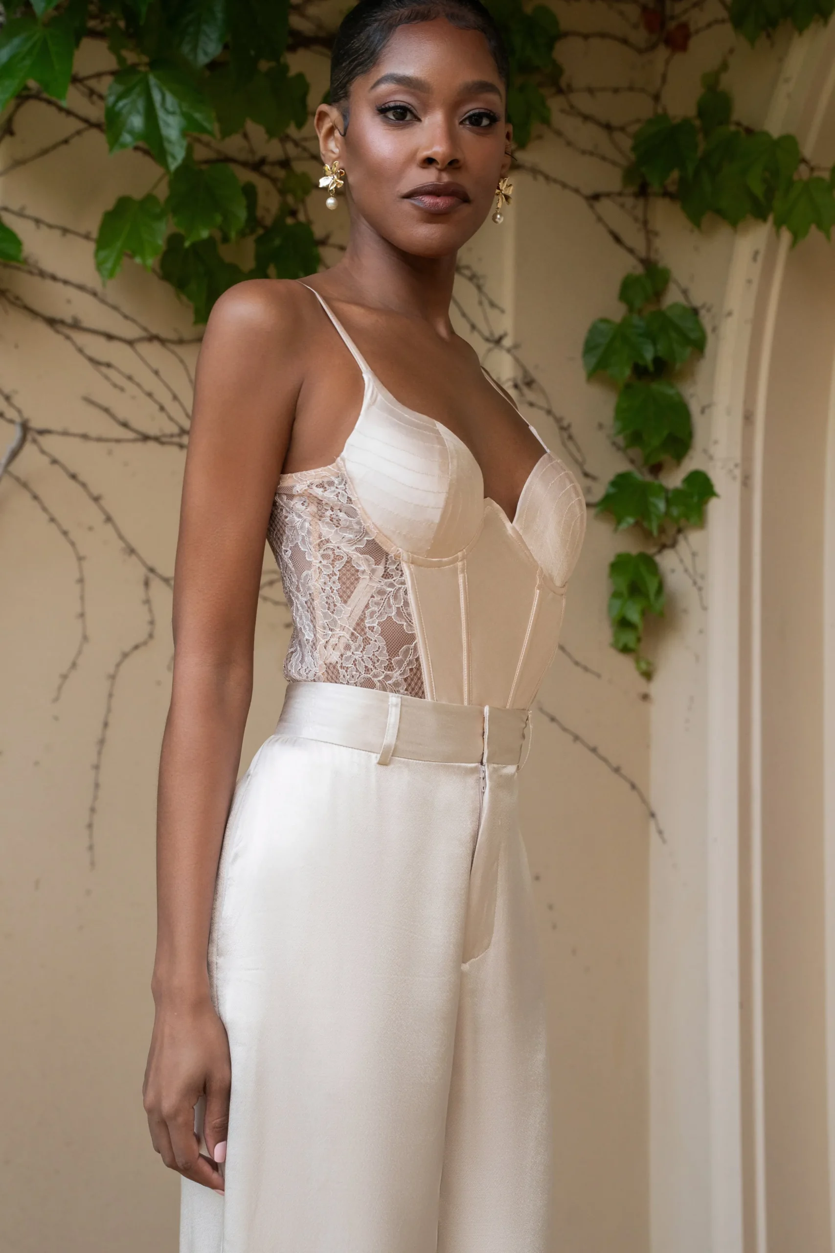 JLUXLABEL Champagne Incomparable Lace Bodysuit